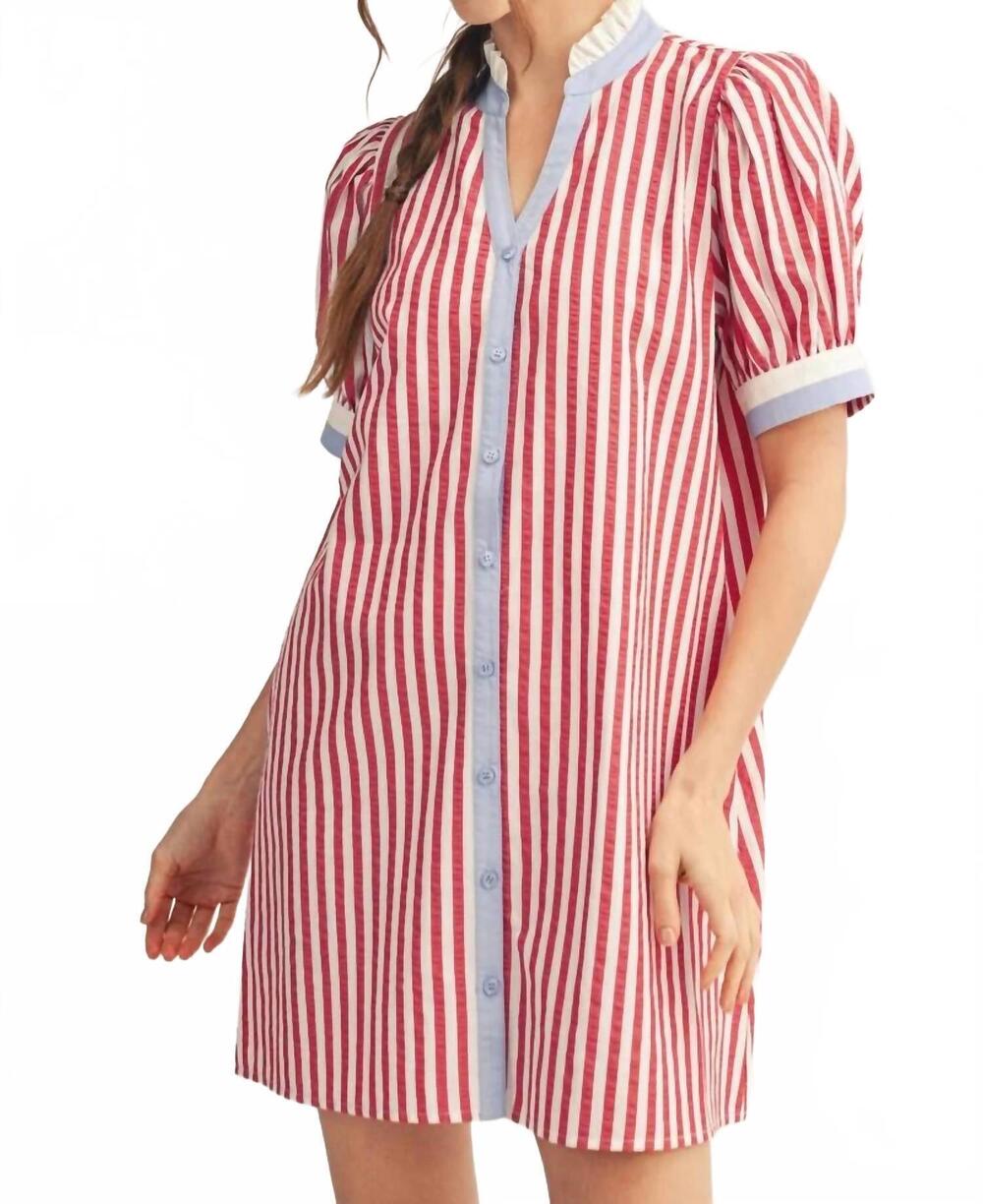 NEW JODIFL little miss usa button up dress in red - Picture 3 of 4